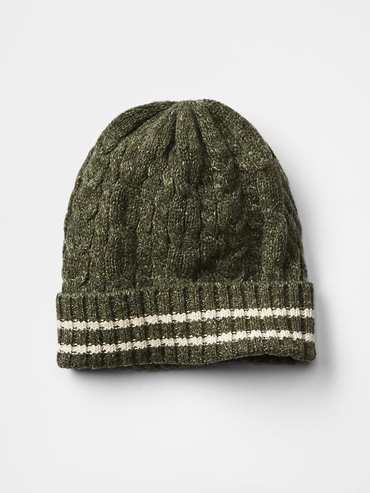 View large product image 1 of 1. Stripe cable beanie