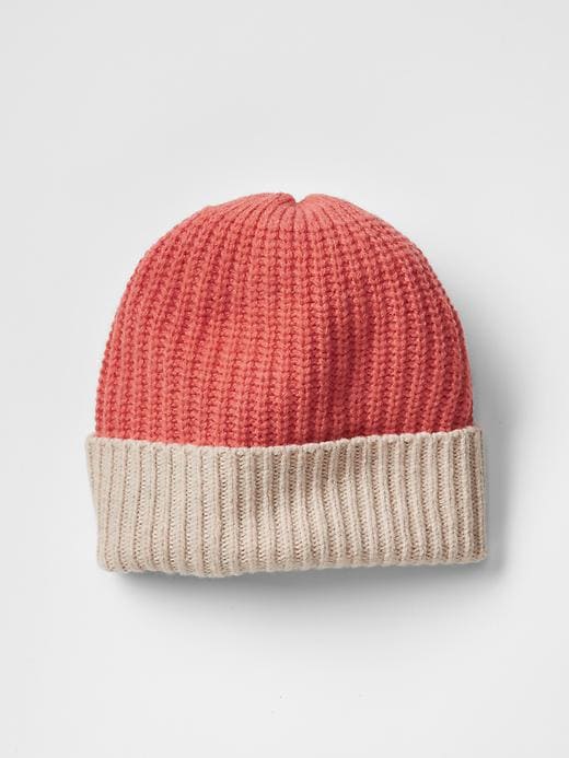 View large product image 1 of 1. Colorblock ribbed beanie