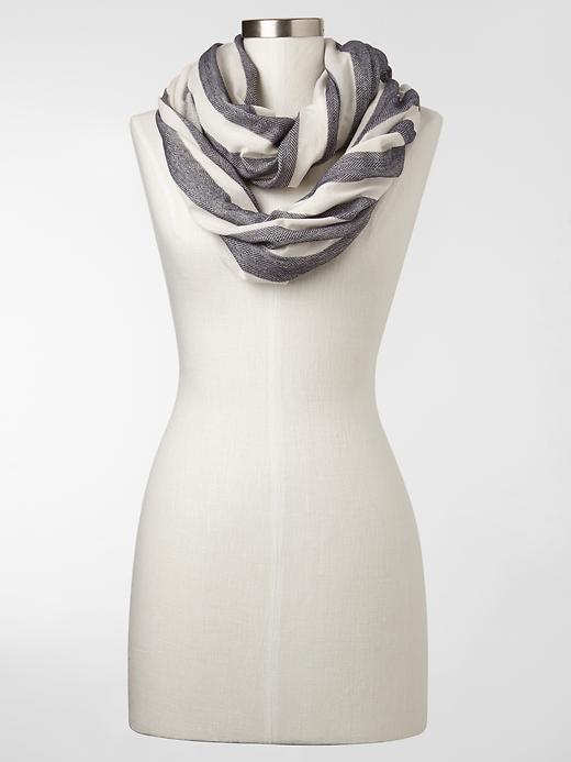 View large product image 1 of 1. Indigo stripe infinity scarf
