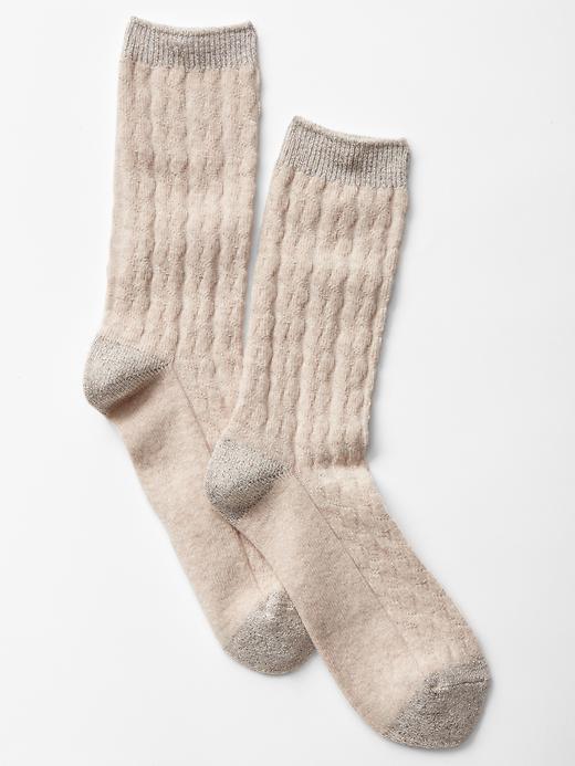 View large product image 1 of 1. Cozy cable knit socks