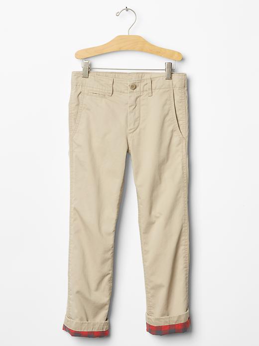 View large product image 1 of 1. Flannel-lined straight khakis