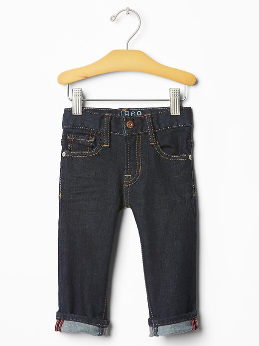 Image number 1 showing, Faux-selvedge skinny jeans
