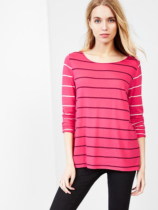 Image number 1 showing, Mix-stripe A-line tee