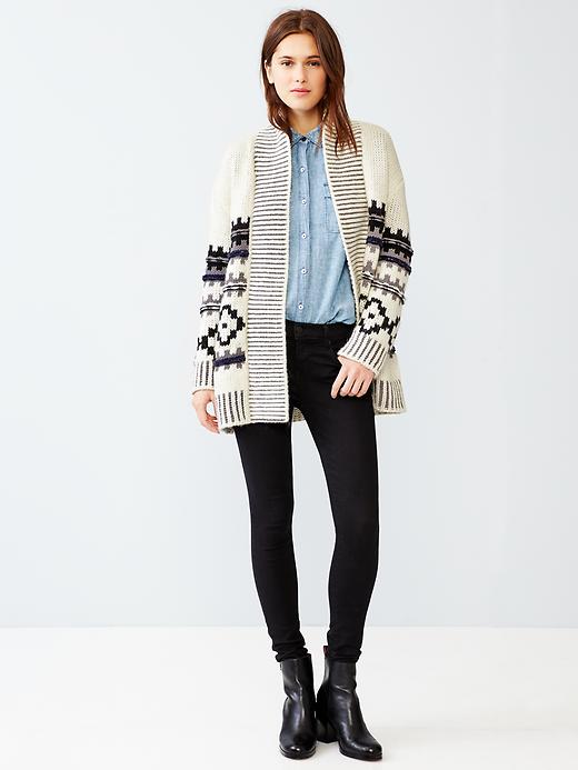 Image number 5 showing, Fair isle open front cardigan