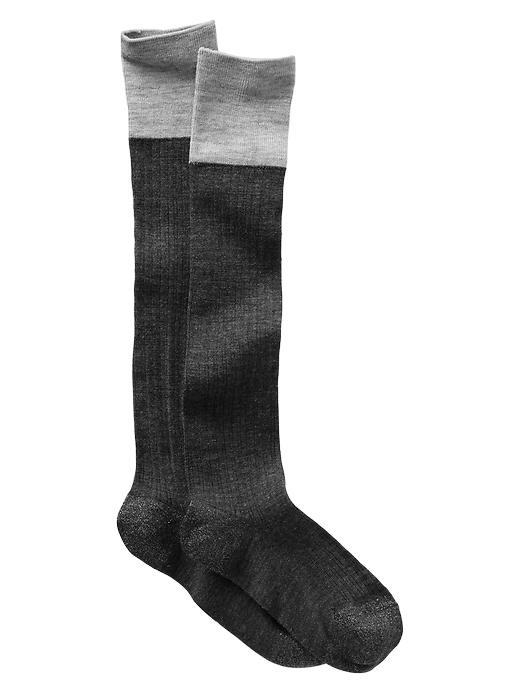 View large product image 1 of 1. Colorblock knee-high socks