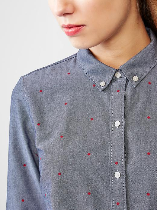 Image number 3 showing, Fitted boyfriend printed oxford shirt