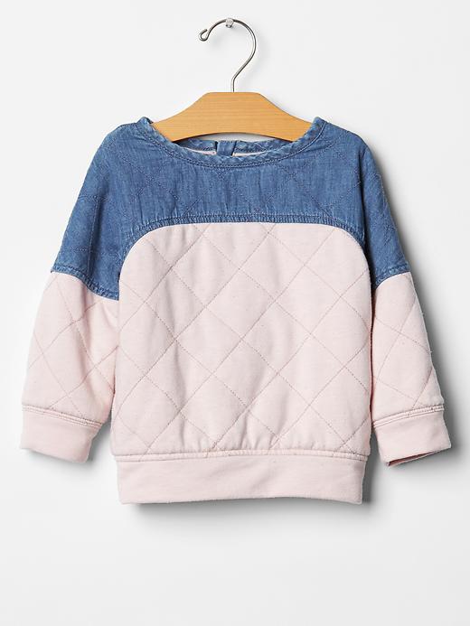 View large product image 1 of 2. Quilted colorblock sweatshirt