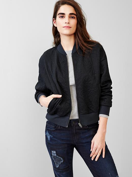 Image number 1 showing, Floral quilted cocoon bomber