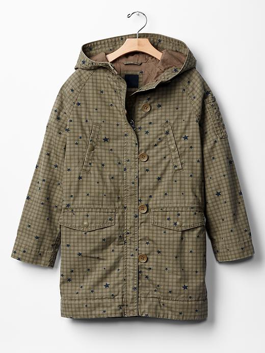 View large product image 1 of 1. Mix-print parka