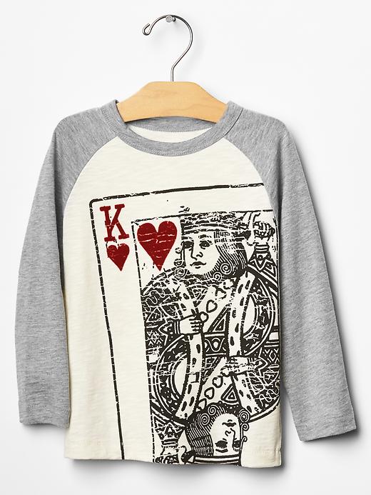 View large product image 1 of 1. Love graphic baseball tee
