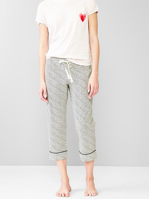 View large product image 1 of 1. Printed poplin capris