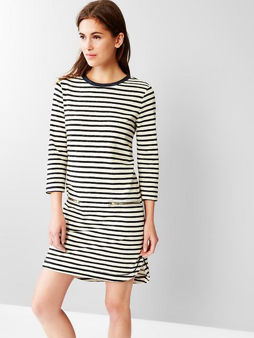 Image number 1 showing, Stripe zip-pocket shirttail dress