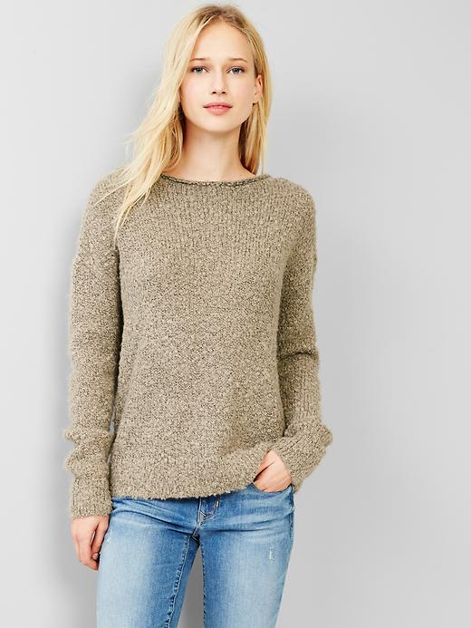 View large product image 1 of 1. Boucle boatneck sweater