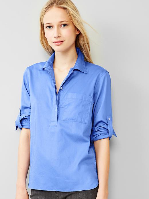 Image number 10 showing, Sateen roll-sleeve popover