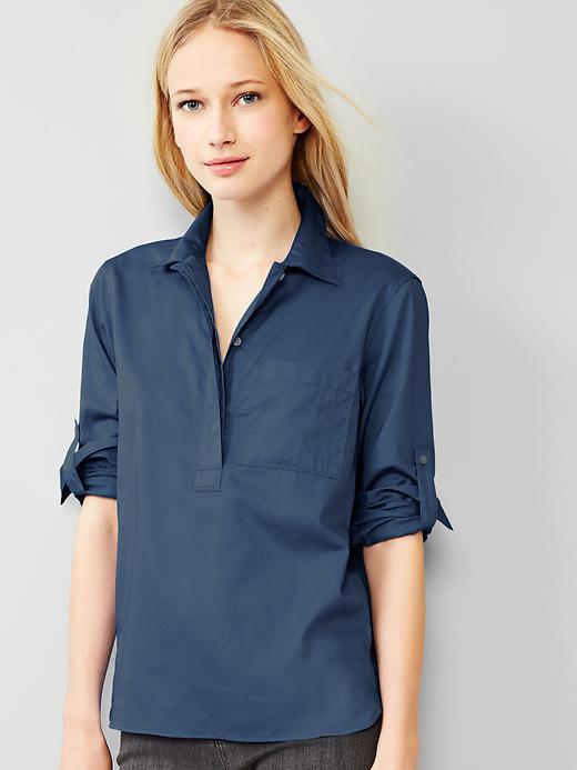 Image number 9 showing, Sateen roll-sleeve popover