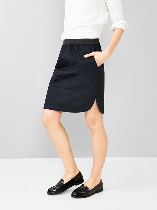 View large product image 1 of 1. Pull-on shirttail skirt