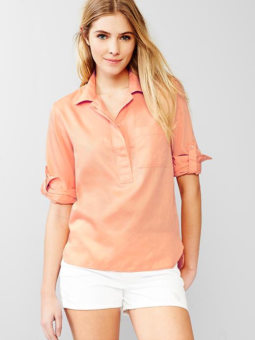 Image number 1 showing, Sateen roll-sleeve popover