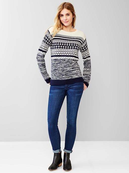 Image number 3 showing, Fair isle crew sweater