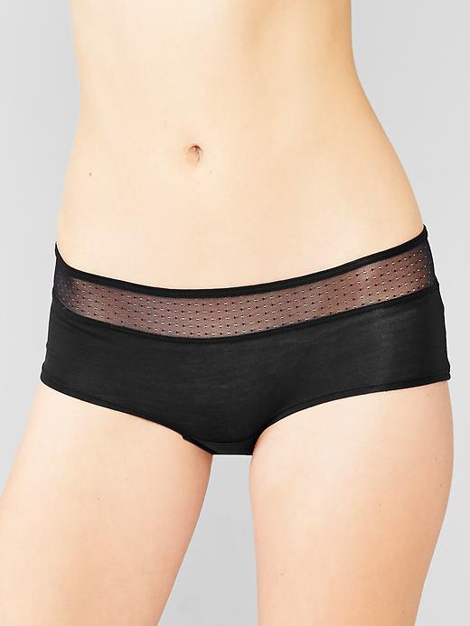 View large product image 1 of 1. Modal and mesh girlshorts