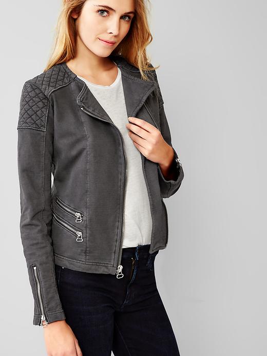 Image number 3 showing, Quilted moto knit jacket