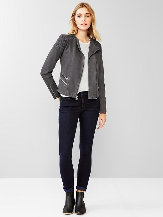 Image number 4 showing, Quilted moto knit jacket