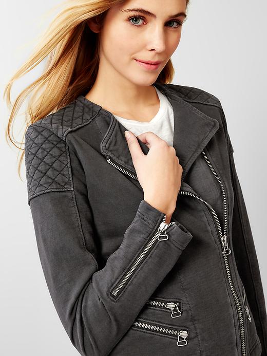 Image number 5 showing, Quilted moto knit jacket