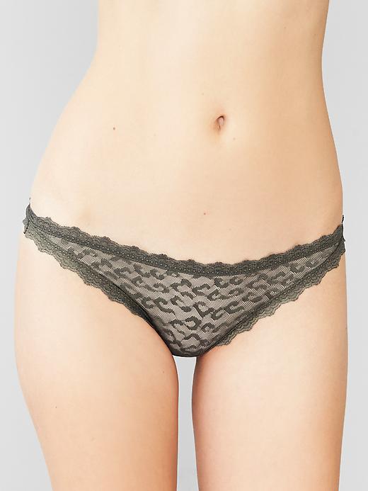 Image number 1 showing, Animal-print lacy thong