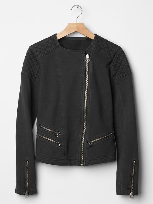 Image number 6 showing, Quilted moto knit jacket