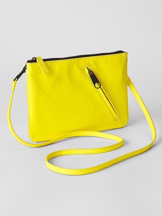 View large product image 1 of 1. Zip leather crossbody