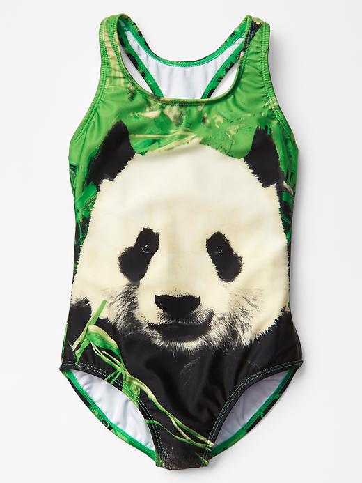 Image number 1 showing, Photo-real panda swim one-piece