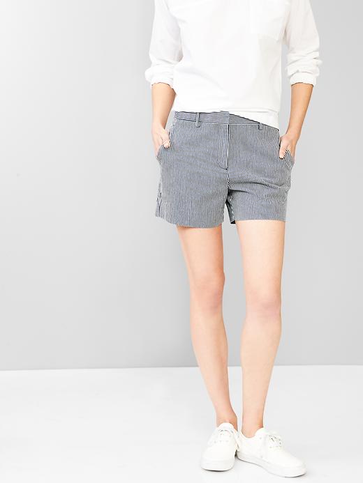 Image number 1 showing, Tailored railroad stripe shorts