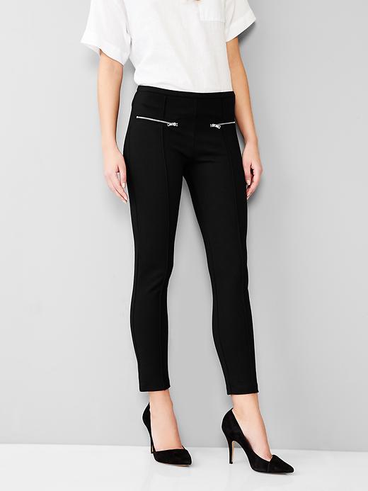 View large product image 1 of 1. Zip ponte pants