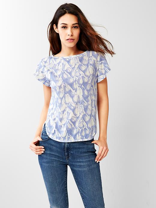 Image number 6 showing, Printed flutter-sleeve tee