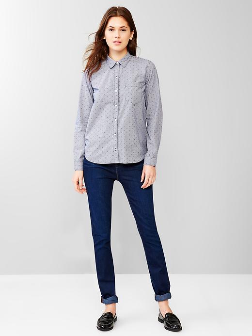 Image number 3 showing, Fitted boyfriend dots & stripes shirt