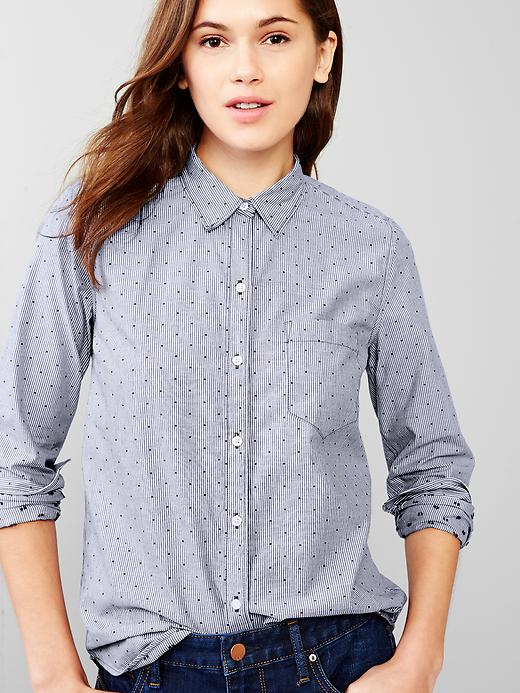 Image number 4 showing, Fitted boyfriend dots & stripes shirt