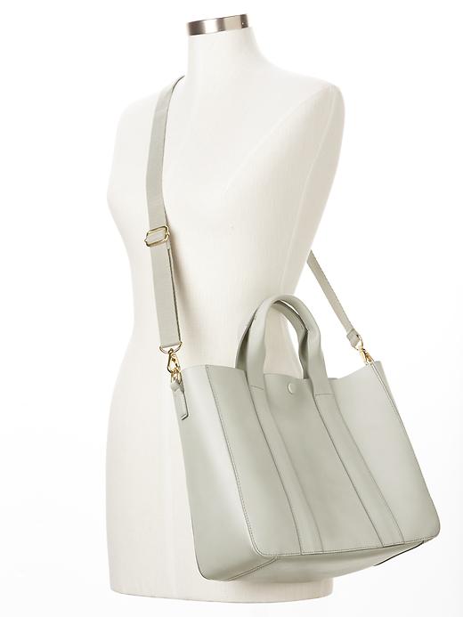 View large product image 2 of 3. Leather tote crossbody
