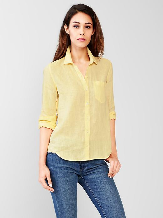 Image number 7 showing, Fitted boyfriend linen shirt