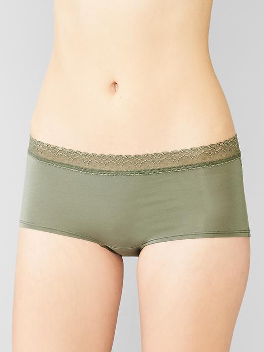 View large product image 1 of 1. Lace-trim modal girl shorts