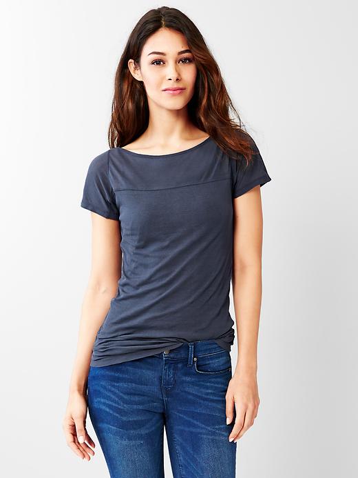 View large product image 1 of 1. Featherweight seamed tee