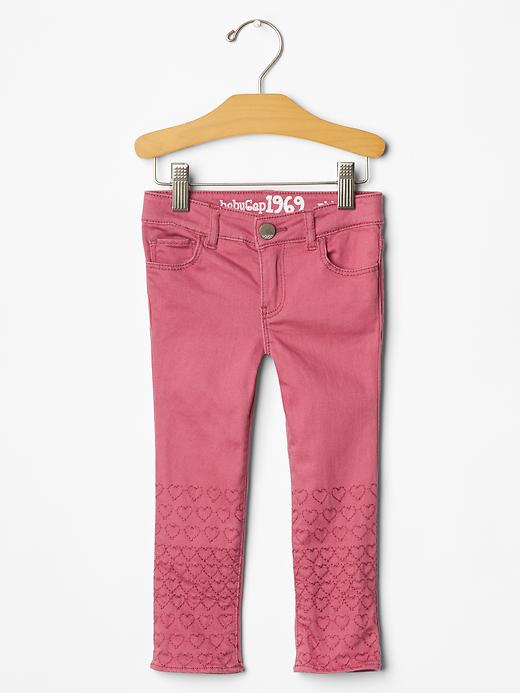 Image number 1 showing, Embroidered heart skinny jeans