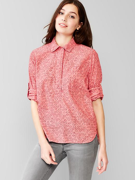 Image number 1 showing, Floral roll-sleeve popover