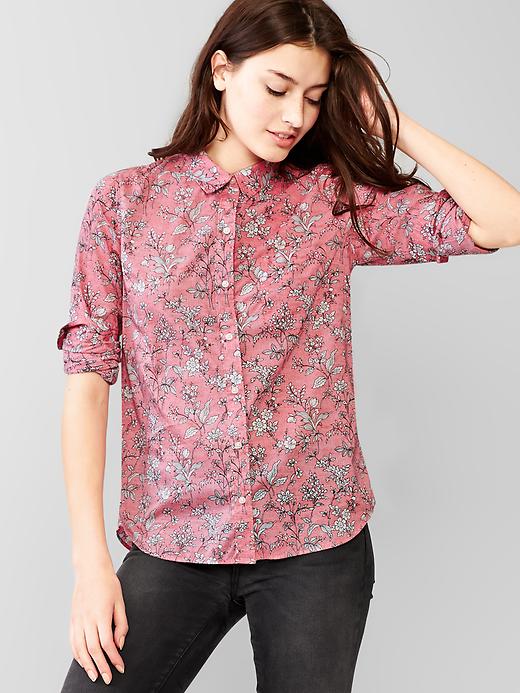 Image number 1 showing, Fitted boyfriend floral shirt