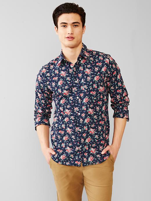 Image number 1 showing, Floral print oxford shirt