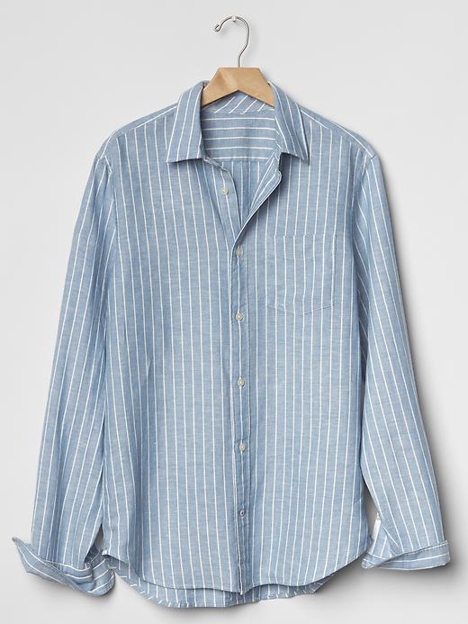 Image number 2 showing, Linen-cotton stripe shirt
