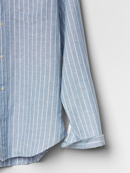 Image number 3 showing, Linen-cotton stripe shirt