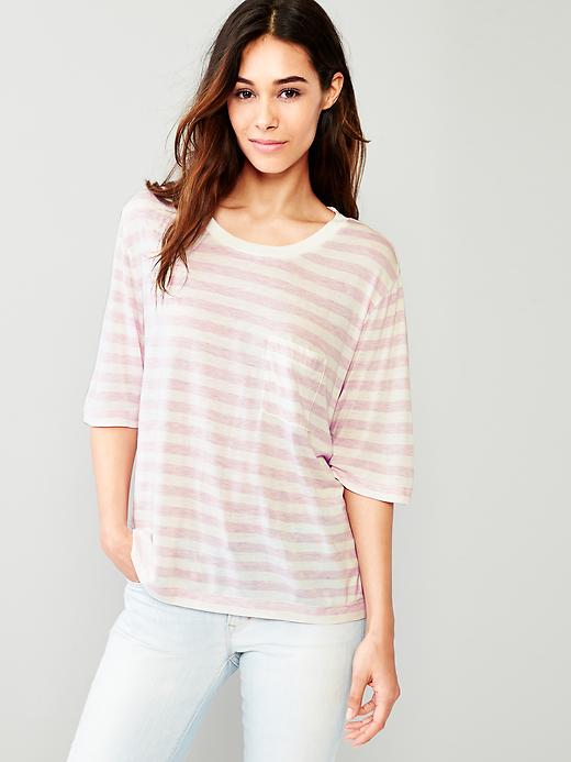 View large product image 1 of 1. Stripe fluid relaxed tee