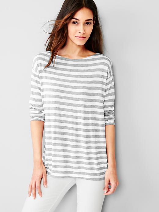 View large product image 1 of 1. Stripe fluid tunic