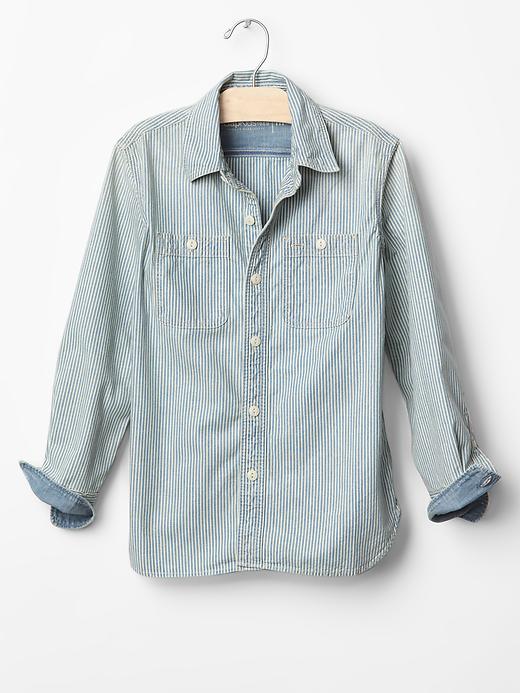 View large product image 1 of 1. Railroad stripe carpenter shirt