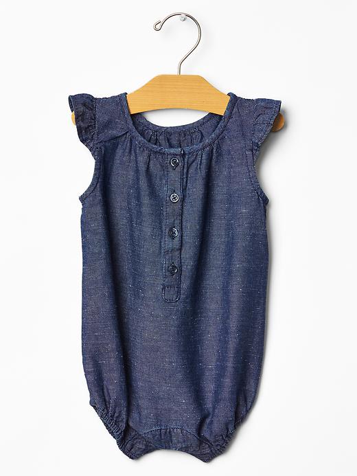 Image number 1 showing, Chambray flutter one-piece