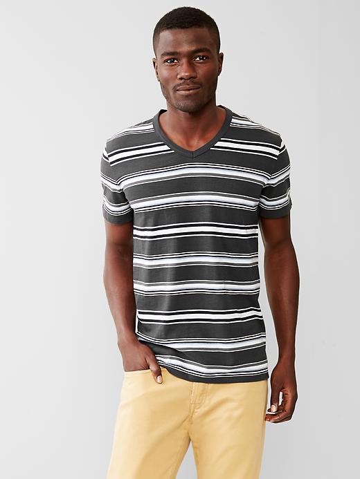 Image number 1 showing, Lived-in stripe V-neck t-shirt